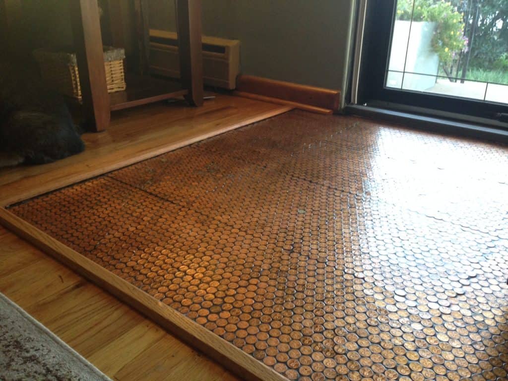 Make A Floor Out Of Real Pennies Step By Step Pretty Purple Door