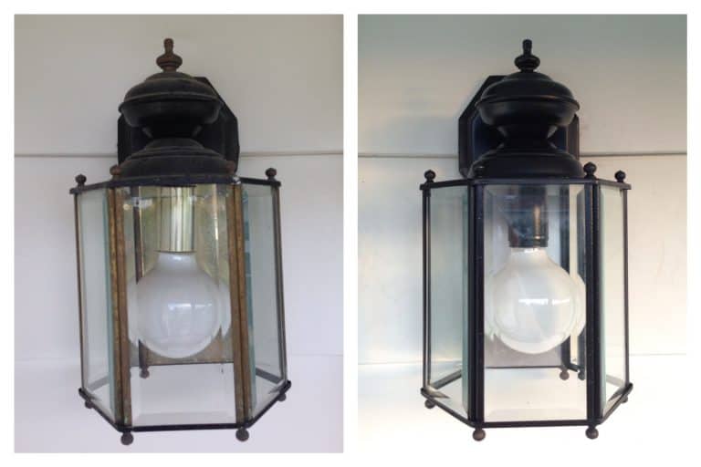 Easy porch sconce makeover with spray paint