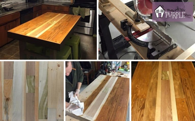 DIY Mixed Wood Island Top