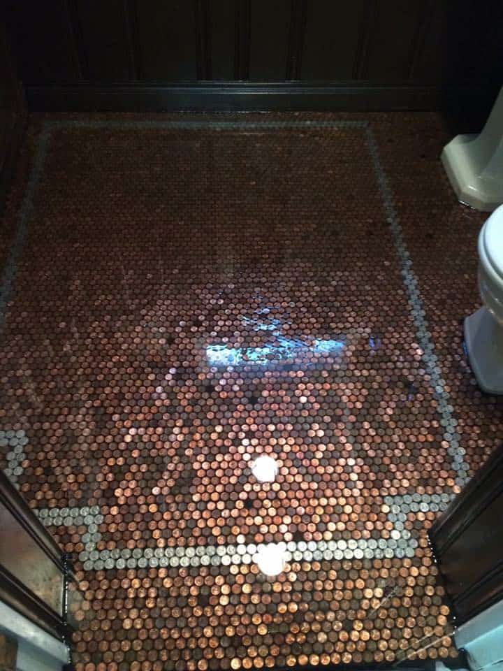 Carl's penny bathroom with nickel border