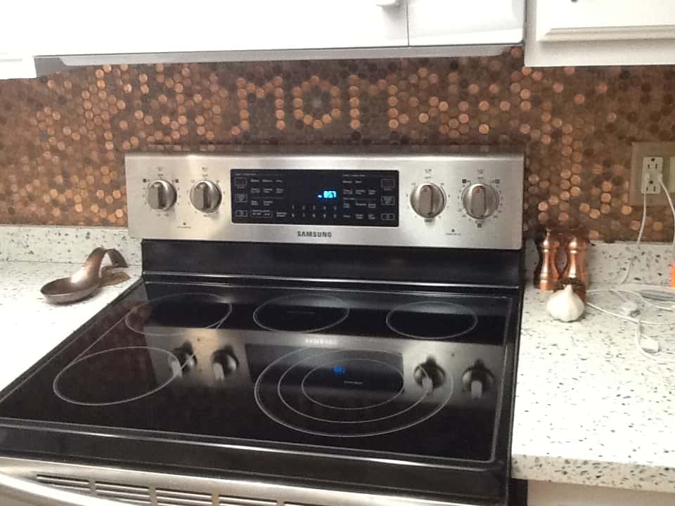 Patti's penny backsplash commemorates her mom