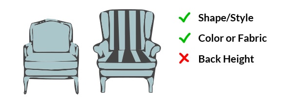 Similar shape/Style and similar color/fabric