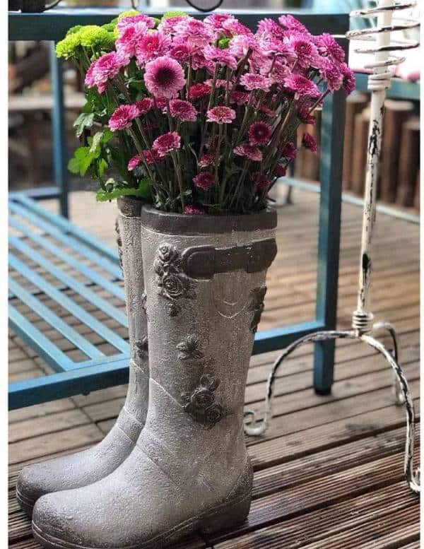 Concrete boot planter
