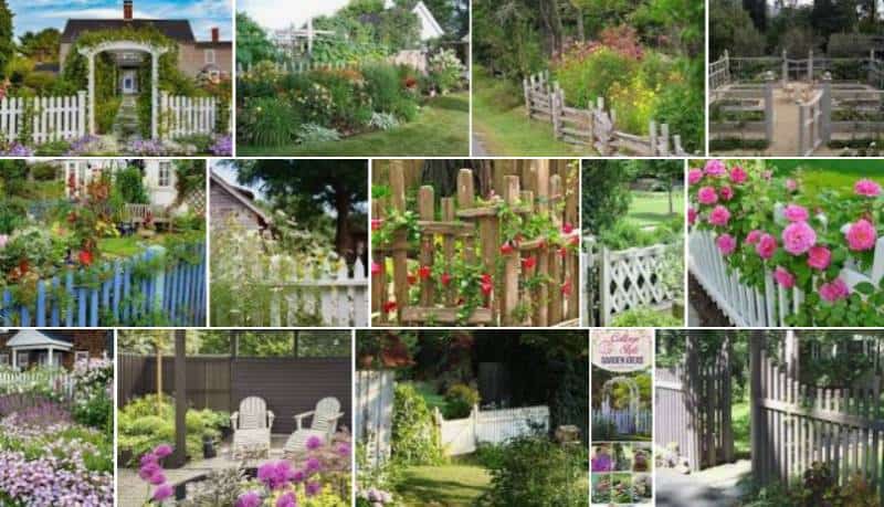 Collage of many different types of cottage garden fences