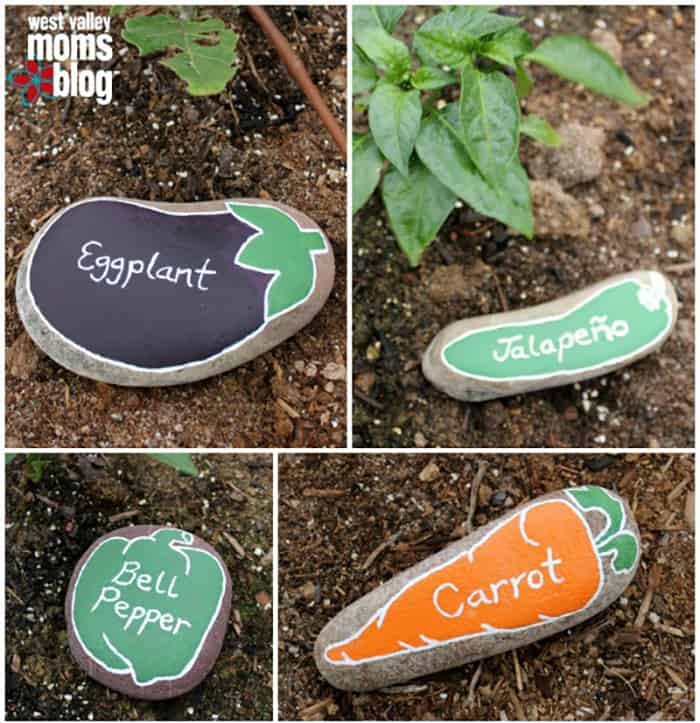 DIY river rock garden markers