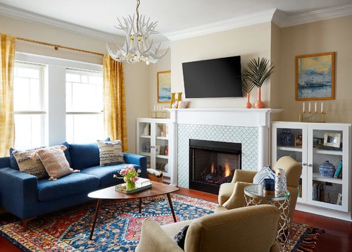 Mixed furniture in an eclectic living room