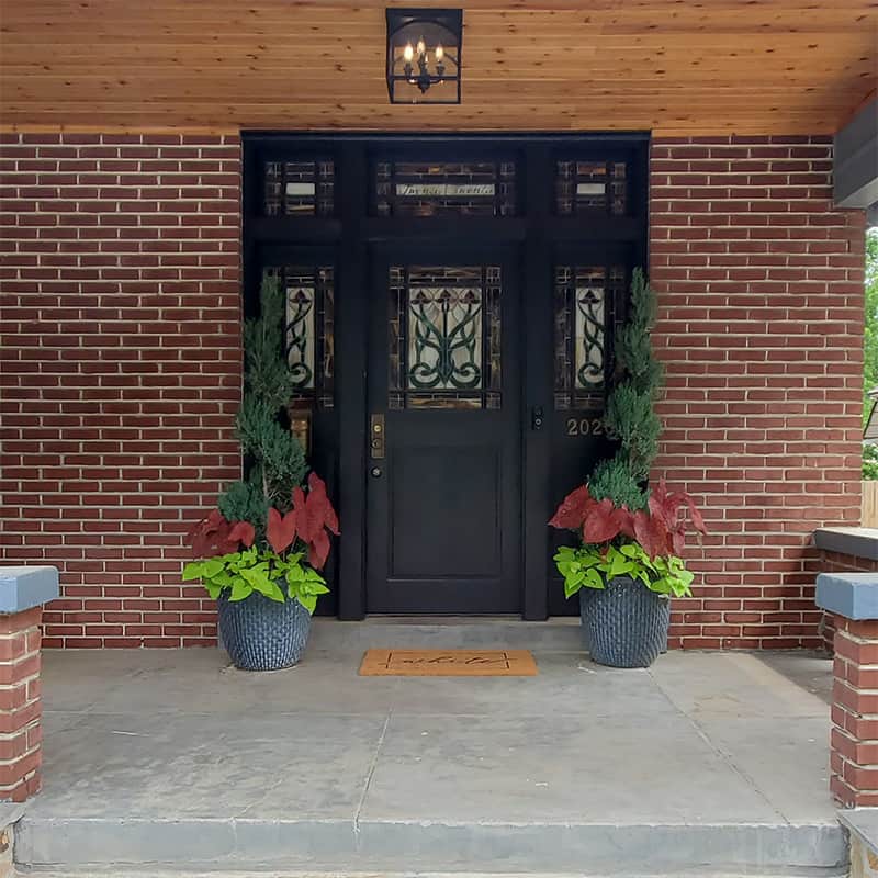 flank front door with two containers
