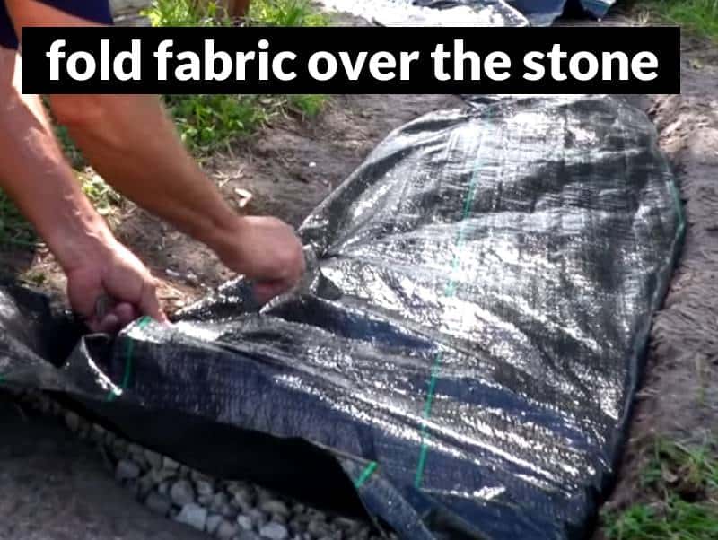 cover the stone inside the french drain with fabric