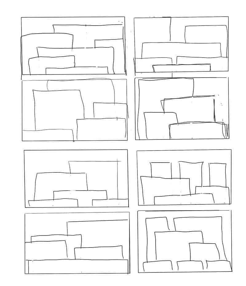 Thumbnail sketches of different blocking method formations