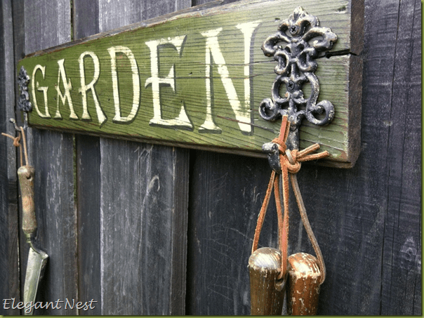 Green wood garden sign