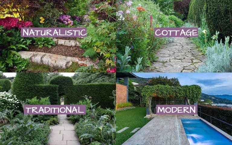 images of naturalistic, cottage, traditional and modern style gardens