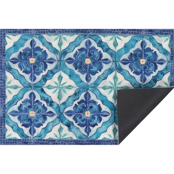 mediterranean garden style indoor/outdoor rug with tile pattern from overstock