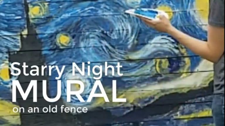 How to paint Van Gogh’s Starry Night mural on an old fence (step by step)