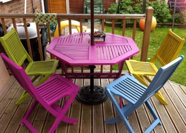 Painted garden table chairs