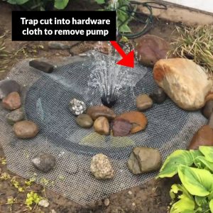 cut a trap in the hardware cloth to remove the pump