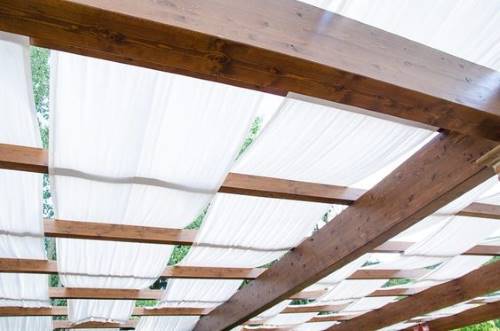 Curtain roof for privacy screening from two story neighbors