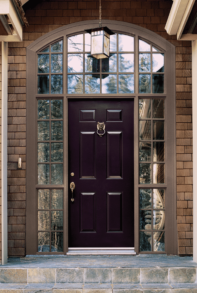 This purple door is so dark that it almost appears to be black.