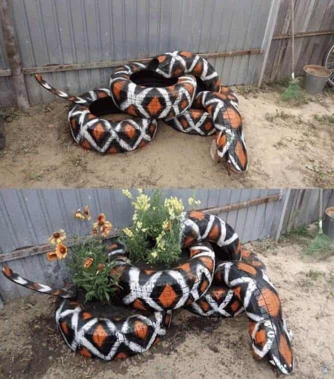 Snake Tire Planter